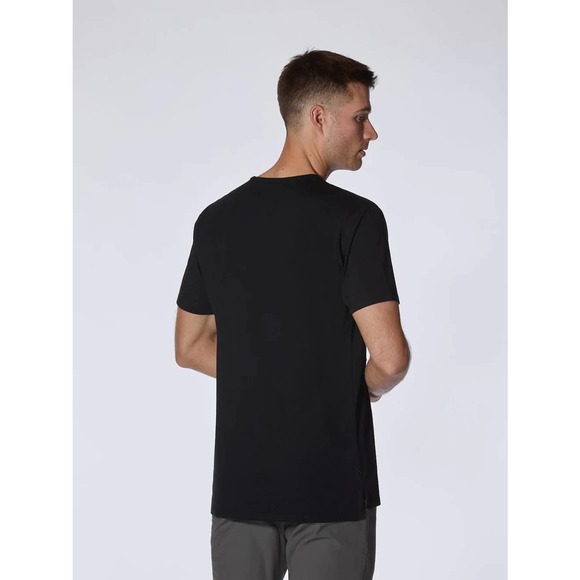 Cuts Clothing Men's Split Hem Crew Neck 4 Way Stretch Tee T-Shirt in Black - Picture 3 of 8